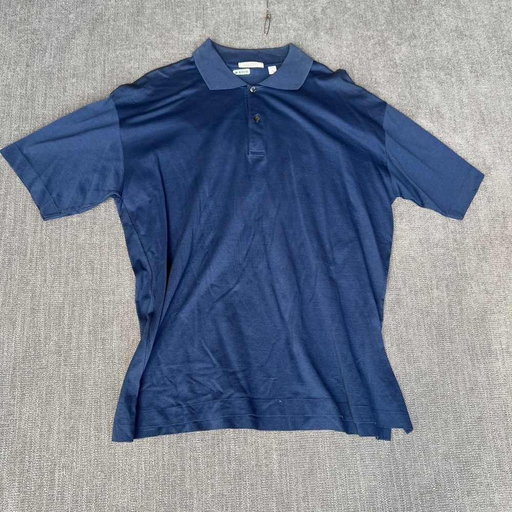Barneys NY Polo Shirt Mens Medium Blue Golf Performance Short Sleeve Popover